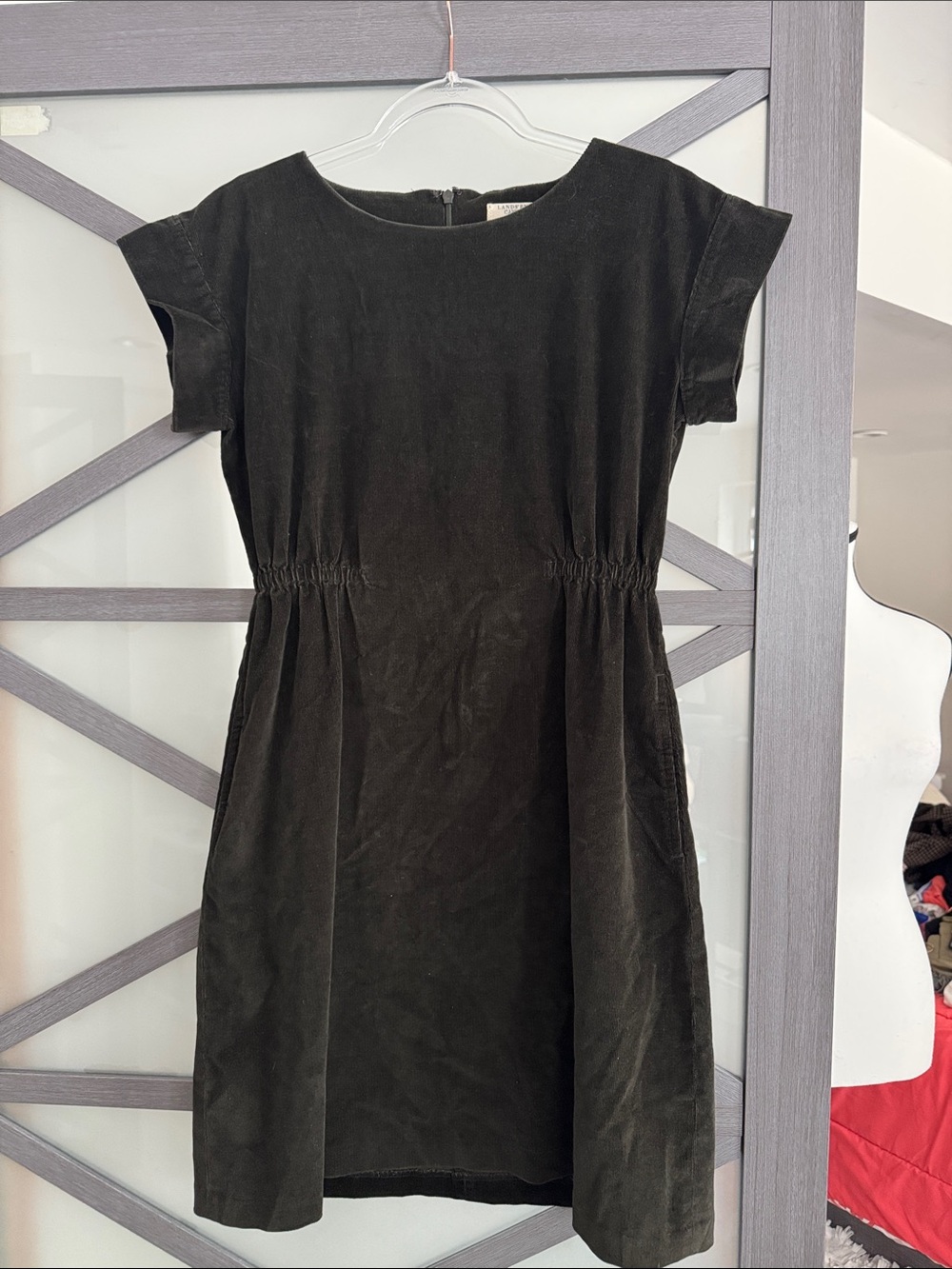 Lands' End Black Mini Dress with Short Sleeves